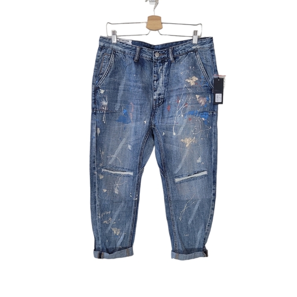 Man x One Teaspoon Blue Suede Mr Brown Distressed Jeans Size 34 Regular …